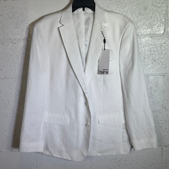 Bar III Men's Slim-Fit White 100% Linen Suit Jacket white 44R $360 - Picture 1 of 9